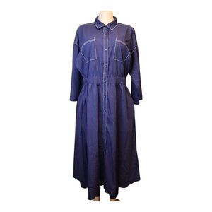 #766 Mossimo Women's Large Blue White Piping Stitching Dress